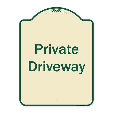 SIGNMISSION Designer Series-Private Driveway 3, Tan & Green Heavy-Gauge Aluminum, 24" x 18", TG-1824-9782 A-DES-TG-1824-9782
